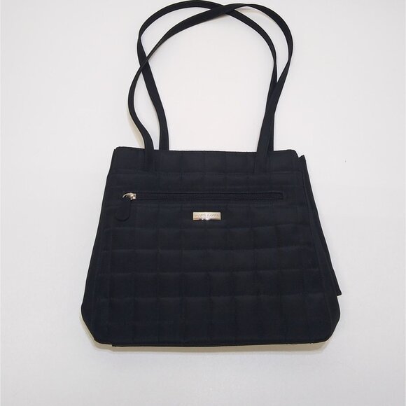 Liz Claiborne Quilted Black Tote Bag Double Straps Multiple Spacious Compartment - Picture 1 of 10